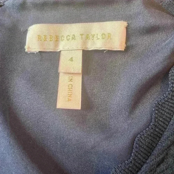 Rebecca Taylor Womens Back Zip Cap Sleeve Crew Neck Skater Dress Navy Blue 4. - Picture 7 of 8